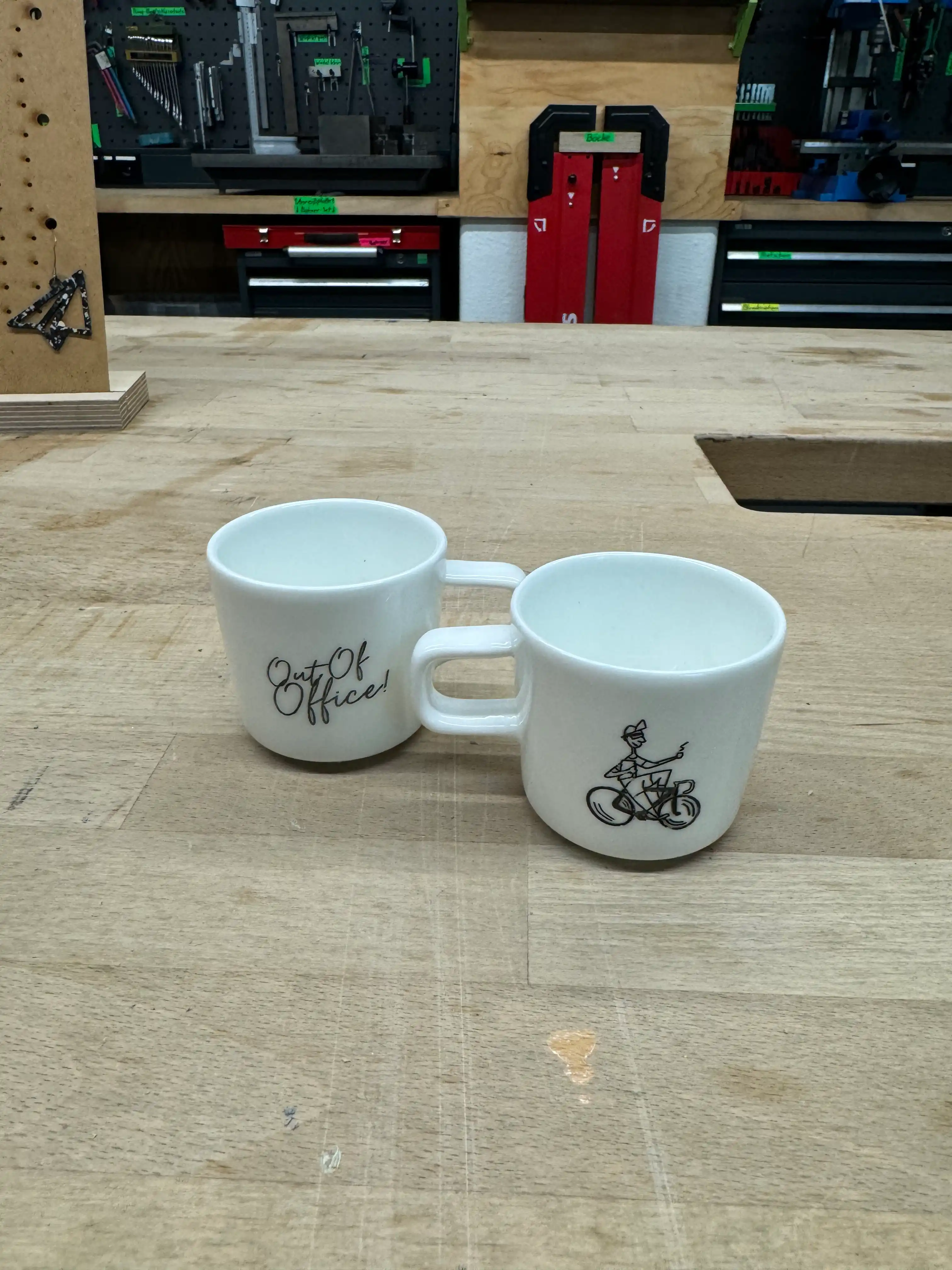 Cycling bottles on table
